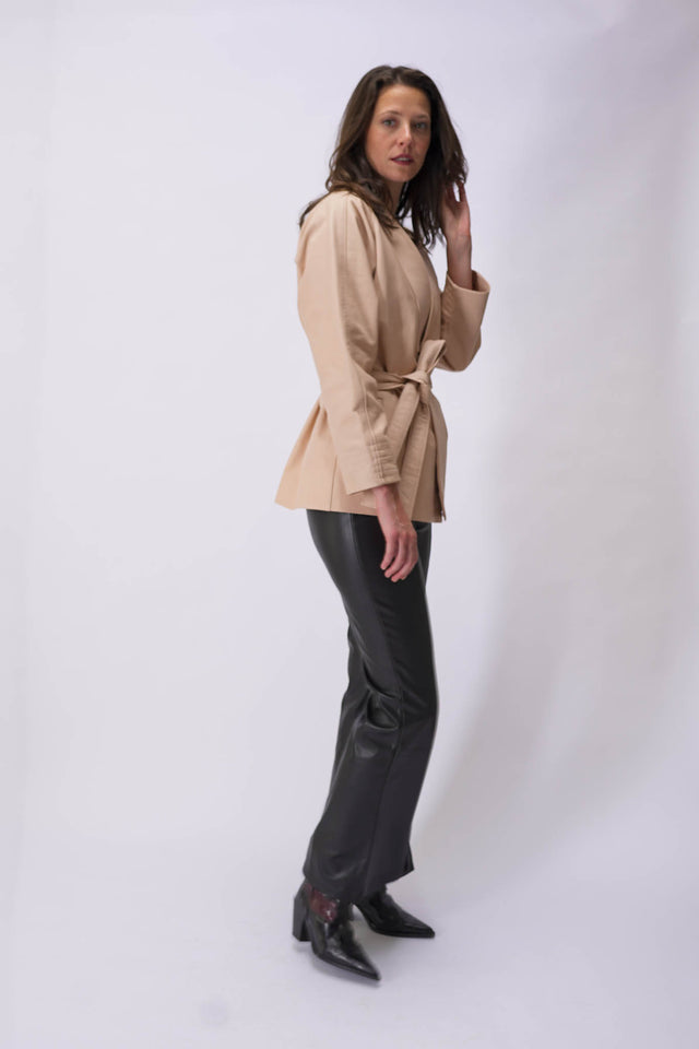 Kimono en cuir crème