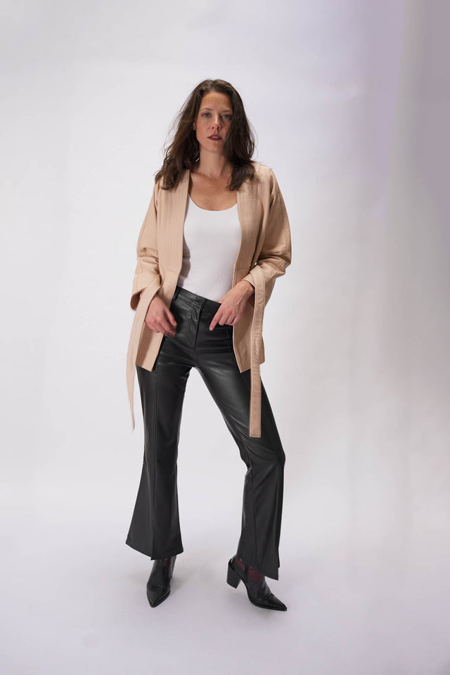 Kimono en cuir crème