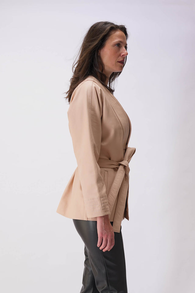Kimono en cuir crème