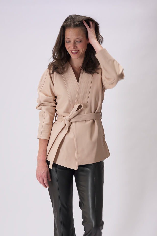 Kimono en cuir crème