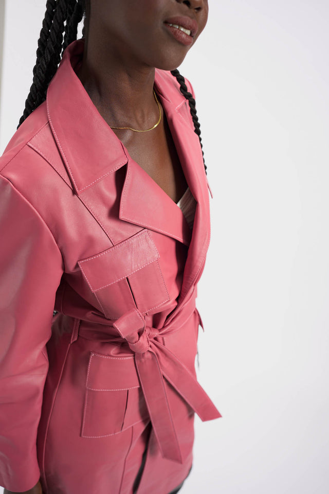 Pink Leather Trench