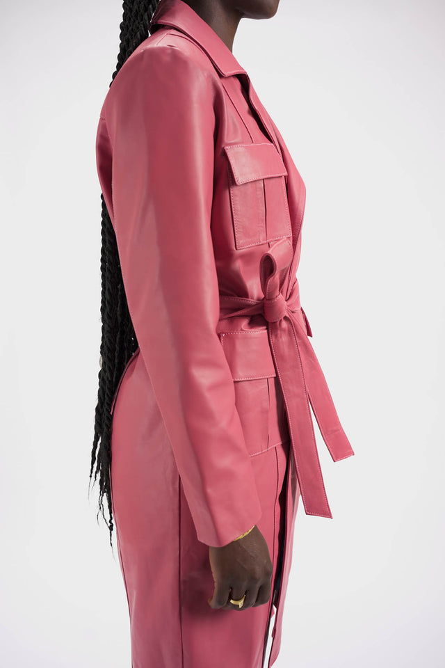 Pink Leather Trench