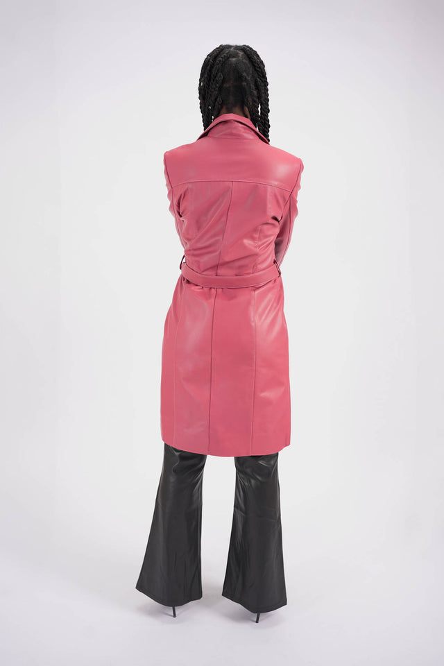 Pink Leather Trench