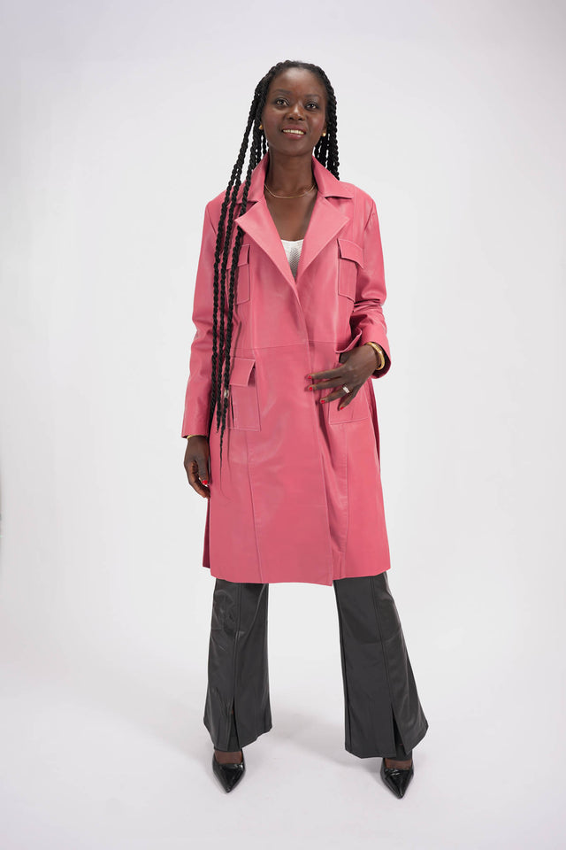 Pink Leather Trench