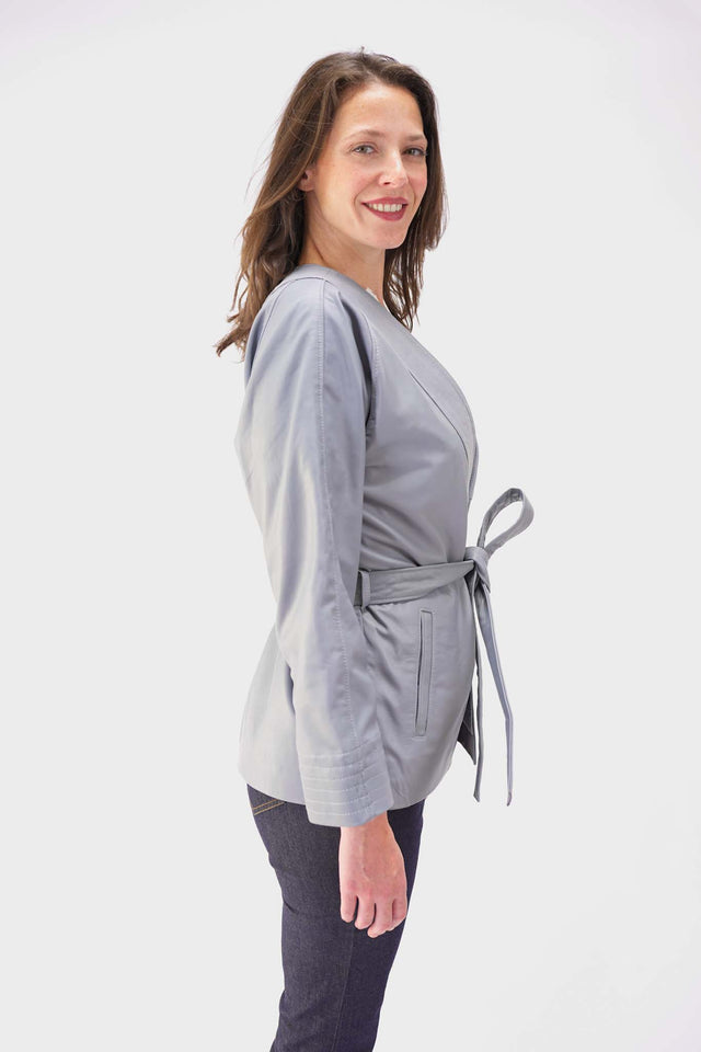 Kimono en cuir gris