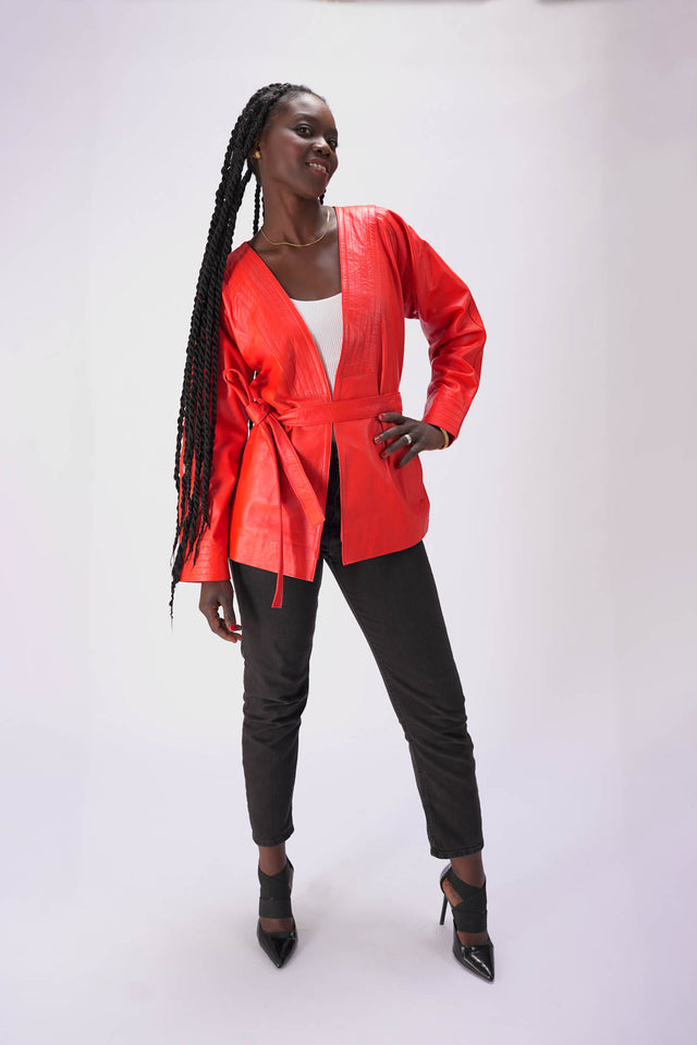 Kimono en cuir orange