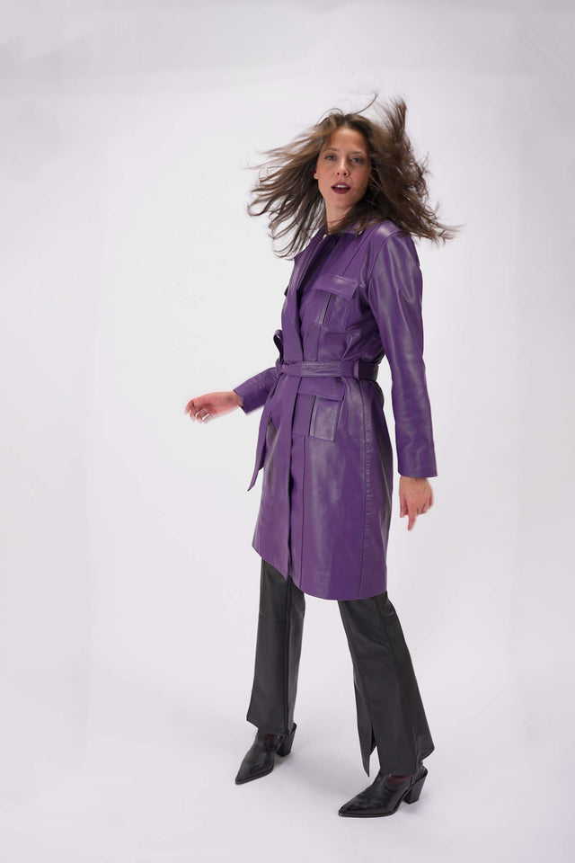 Violet Leather Trench