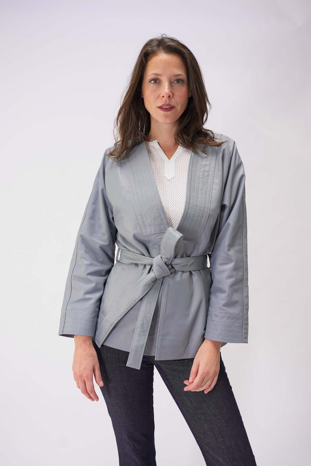 Kimono en cuir gris