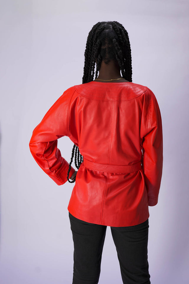 Kimono en cuir orange