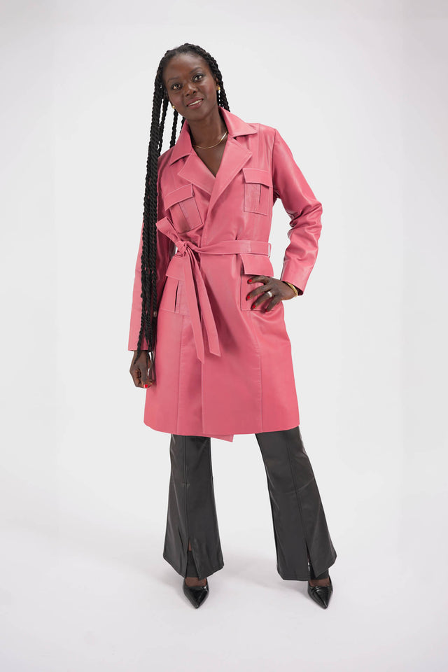 Pink Leather Trench