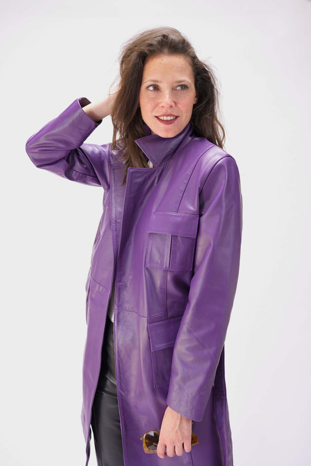 Violet Leather Trench
