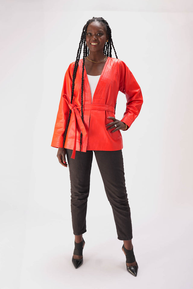 Kimono en cuir orange