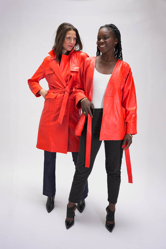 Kimono en cuir orange