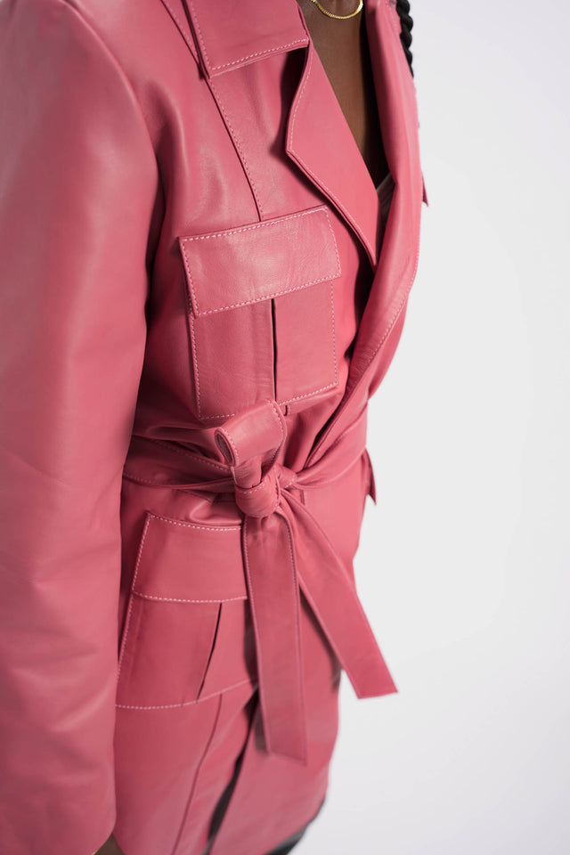 Pink Leather Trench
