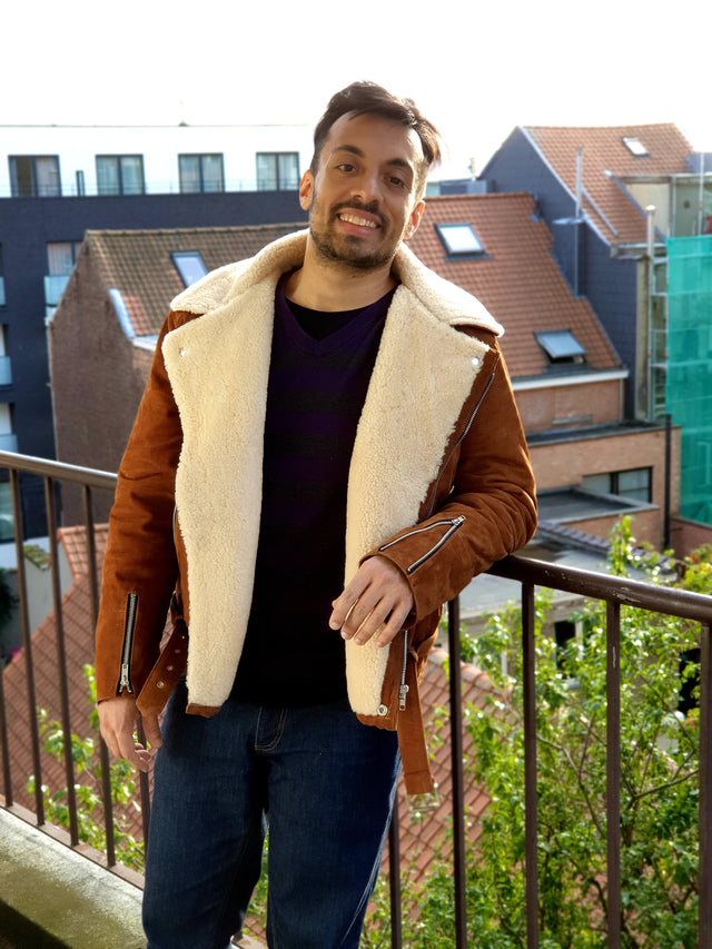 Lea&Jack Brown Suede Shearling Jacket Lambskin
