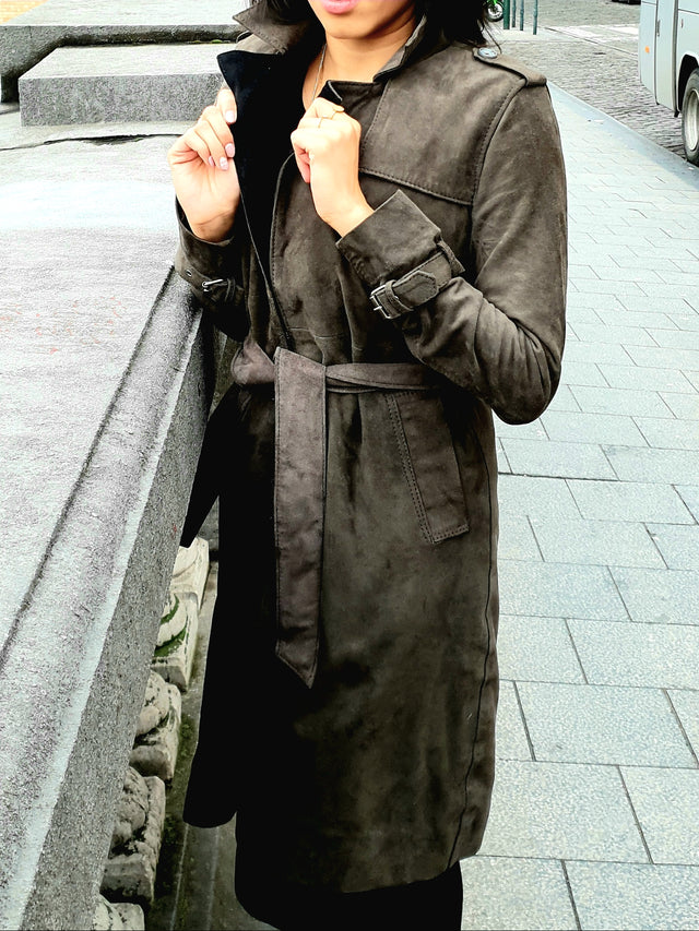 Grey Trench Coat Woman