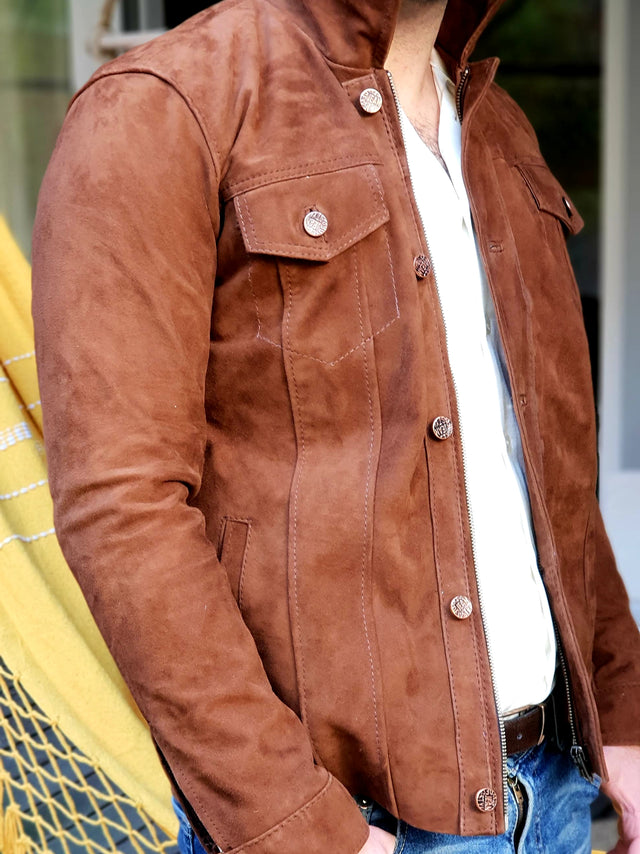 Dark Brown Suede Western Jacket