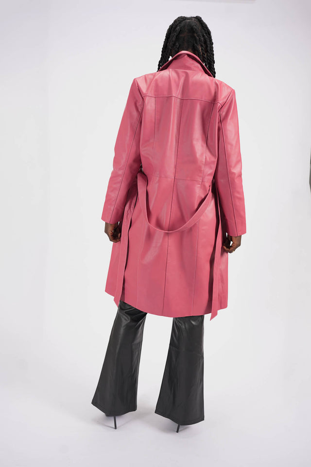 Pink Leather Trench