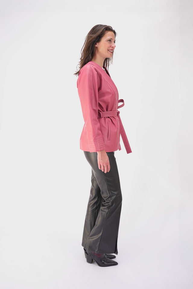 Pink Leather Kimono