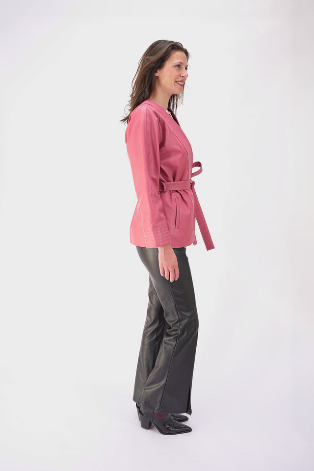 Kimono en cuir rose