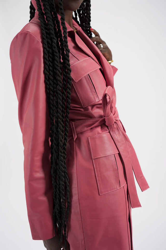 Pink Leather Trench
