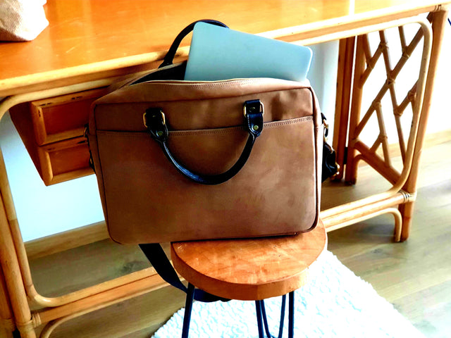 Suede Beige Laptop Bag