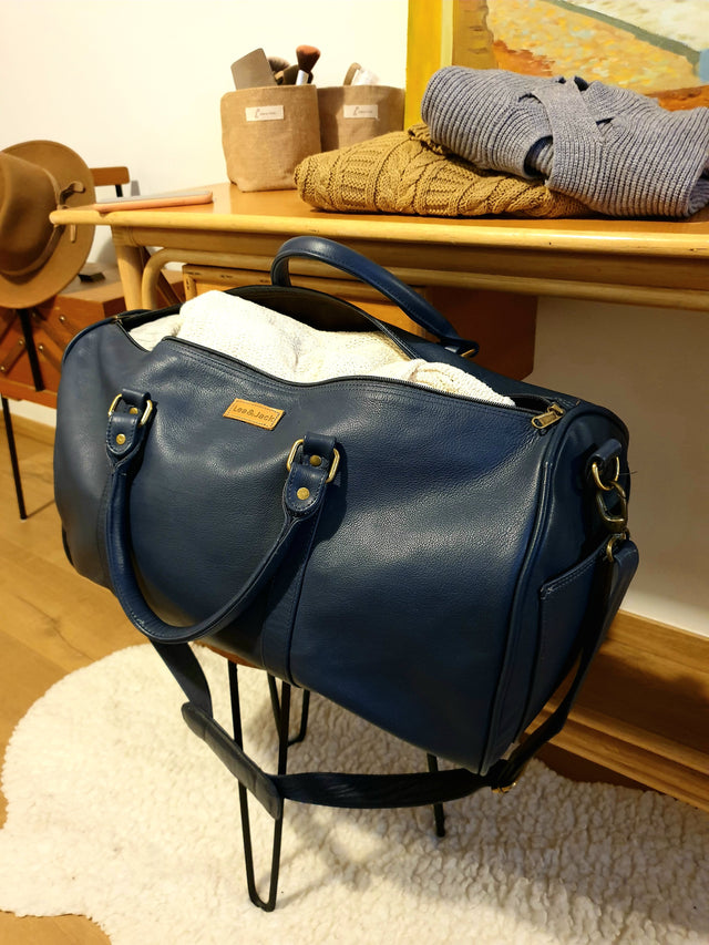 Lea&Jack Blue Leather Travel Bag